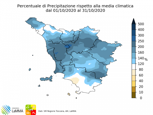 anomalia pioggia ottobre 2020