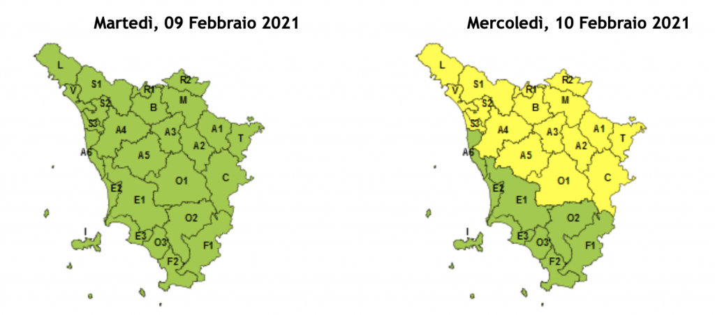rischio temporali 10 febbraio 2021