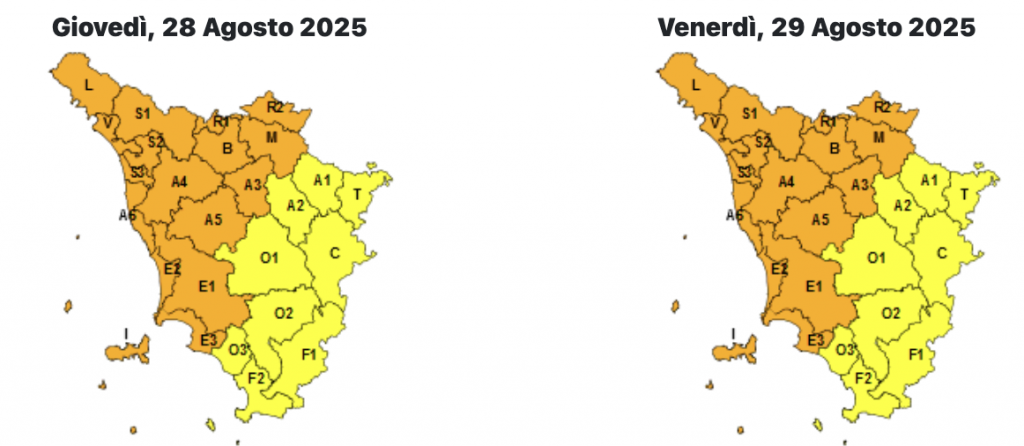 allerta arancione 28 agosto 2025