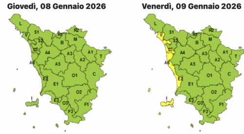 Rischio vento 8 gennaio 2025